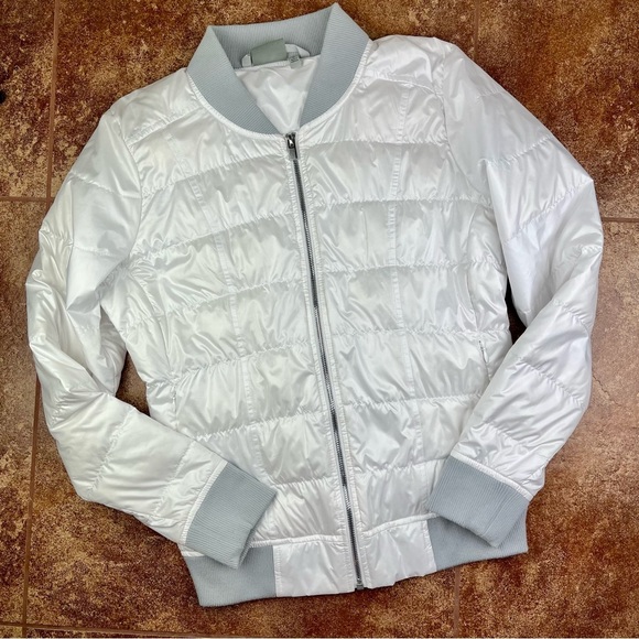 Athleta Jackets & Coats Athleta Dobby Packable White Gray Goose